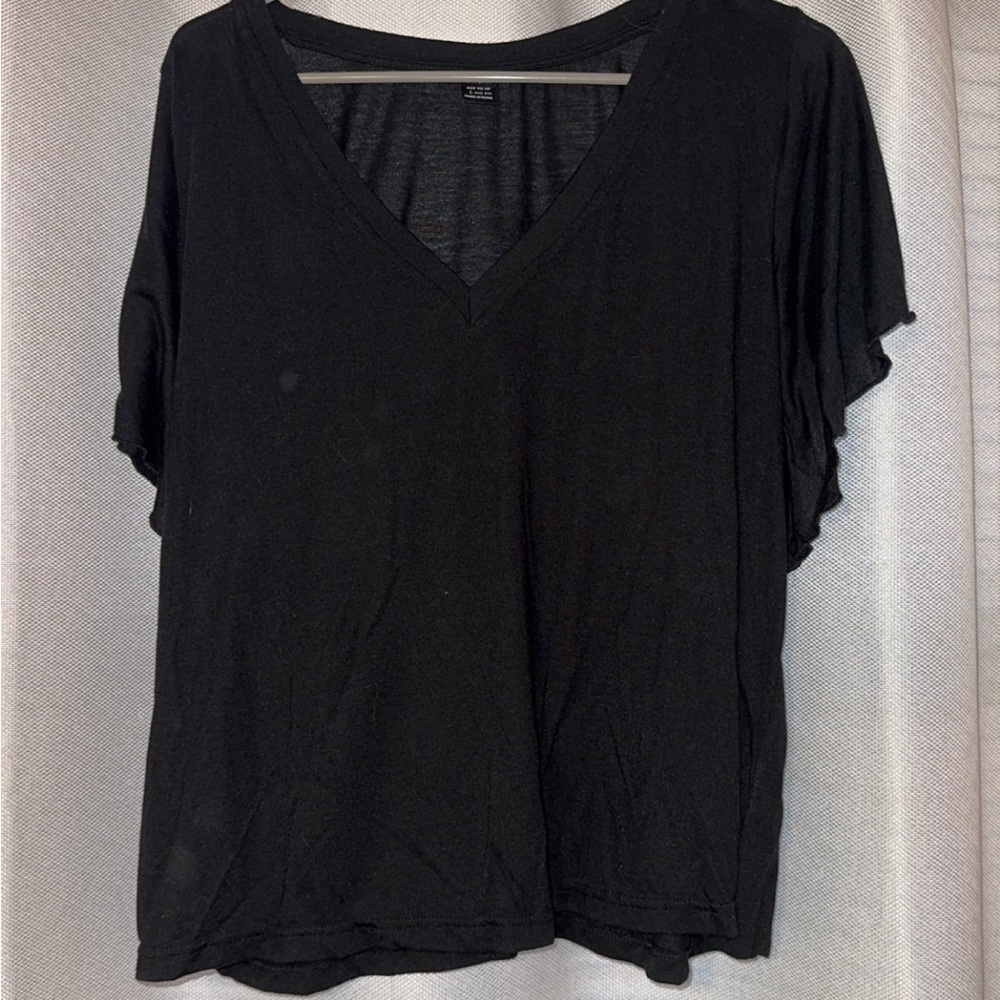 Black V-Neck Women's Top